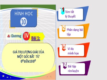 Bài giảng Toán Lớp 10 (Sách Chân trời sáng tạo) - Chương 4 - Bài 1 Giá trị lượng giác của một góc bất từ 0 đến 180 - Năm học 2022-2023
